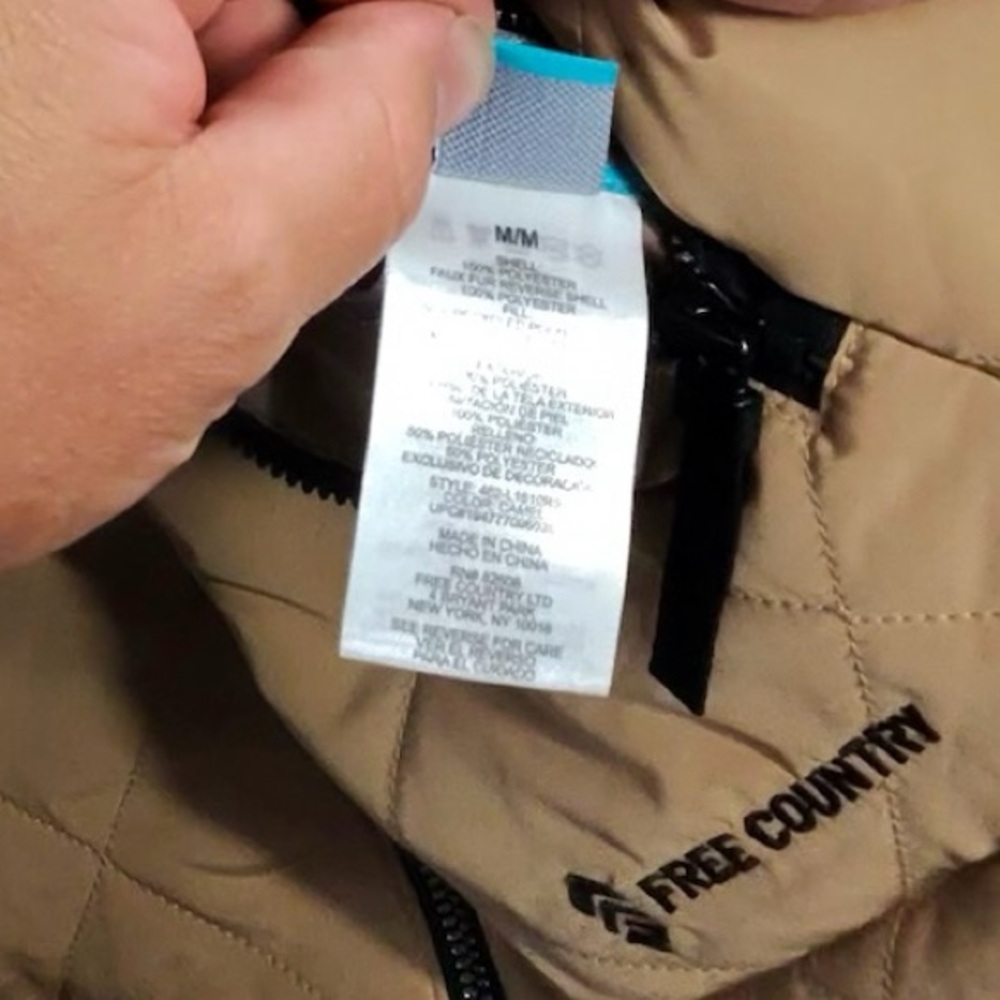 Free Country Tan Quilted Fur Sherpa Linen Vest - Picture 5 of 7